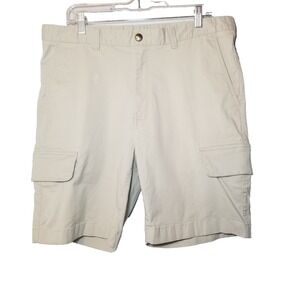 ROWM Cargo Shorts‎ Mens 38 Tan Flat Front Cotton Stretch Snap Pockets